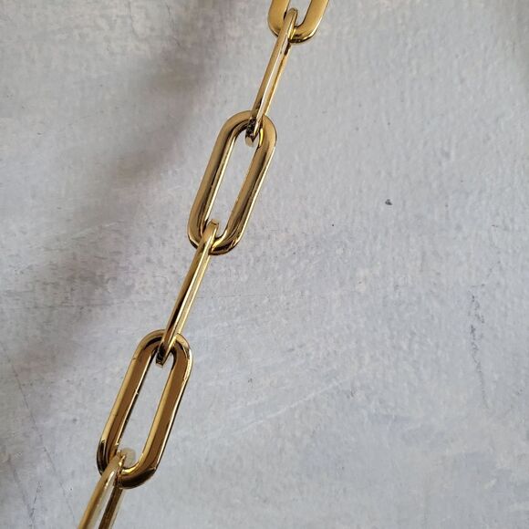 Vintage Vegan Leather Croc Snake Embossed Gold Link Strap Shoulder Bag Small - Picture 5 of 13